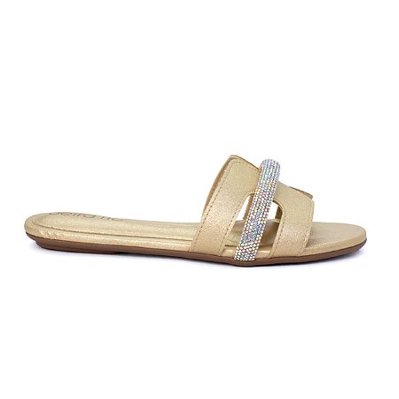 Chinelo Feminino Tira Strass Beira Rio 8514.104 Dourado