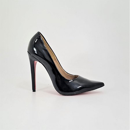 Scarpin Salto Alto Verniz Preto Numeração Especial Cód 557 1720475