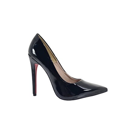 Scarpin Salto Alto Verniz Preto Numeração Especial Cód 557 1720475