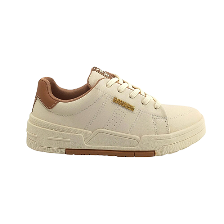 Tênis Feminino Ramarim Casual Branco Com Detalhes Caramelo