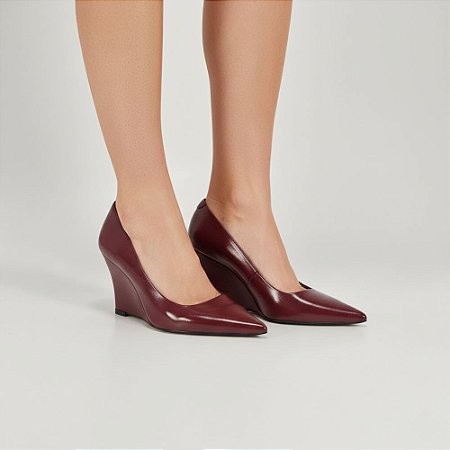 Scarpin Anabela Helena Numeração Especial Marsala ou Preto