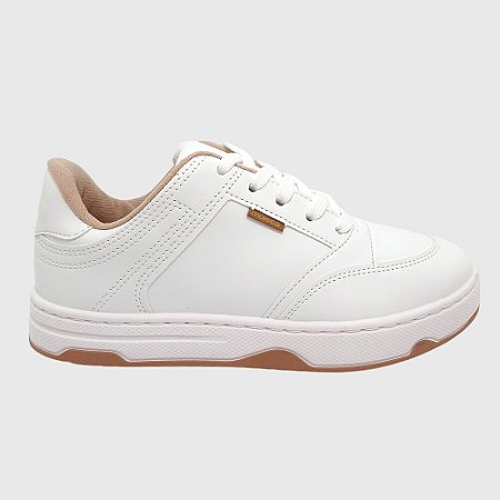 Tênis Moleca Feminino Branco Com Detalhes Em Bege 5835.202