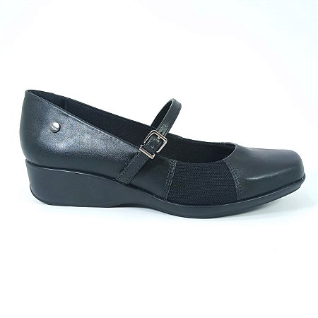 Sapato Anabela Confortavel Para Joanete Firezzi Preto e Marrom