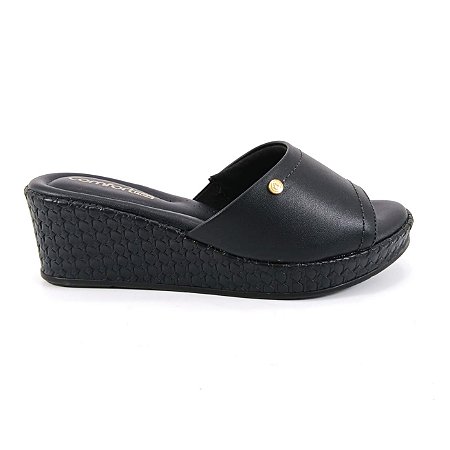 Tamanco Feminino Anabela Confortflex 2553401 Marrom e Preto