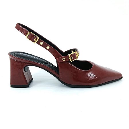 Sapato Slingback Piccadilly Feminino 764028 Marsala e Preto