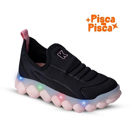 Tênis Infantil Kidy 47210052694 Preto/Pink e Preto/Verde Com Led