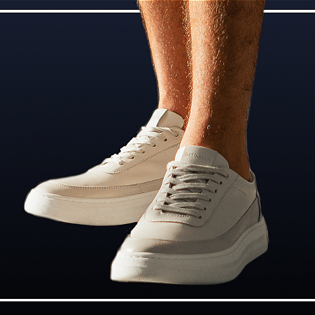 Tênis Couro Casual - Off White - Carlos Brusman