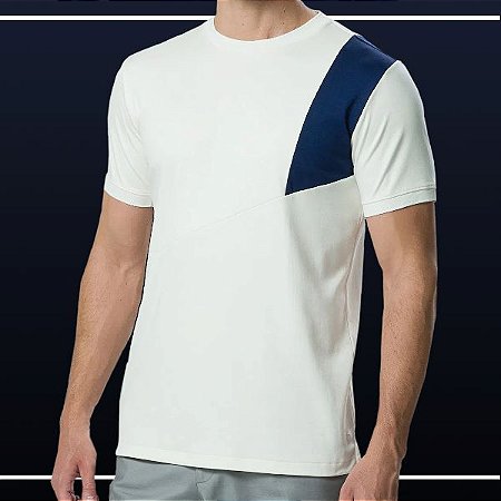 Camiseta Pima Gola Careca - Off White e Azul - Ricardo Almeida - Hughes  Men's Wear Roupas e Acessórios