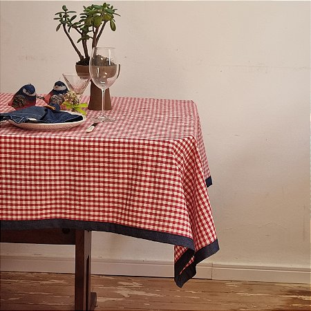 Toalha de Mesa Retangular XADREZ VERMELHO/AZUL  - A partir de 6 lugares