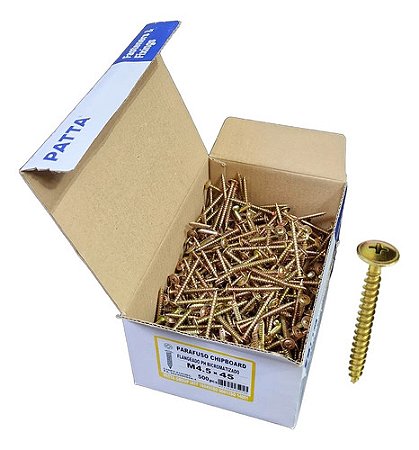 Parafuso Chipboard Flangeado 4,5x45mm Patta Premium 500un.