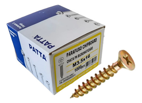 Parafuso Chipboard Cab. Chata 3,5x16mm Patta Premium 1000un.