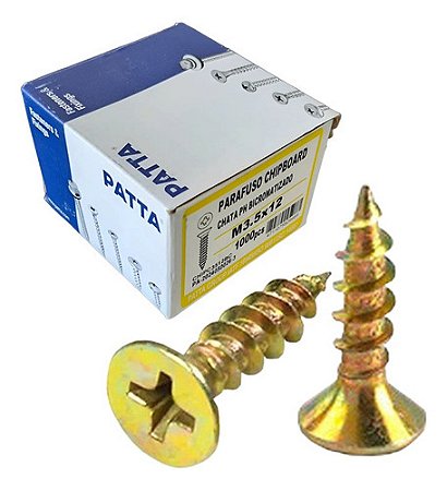 Parafuso Chipboard Cab. Chata 3,5x12mm Patta Premium 1000un.