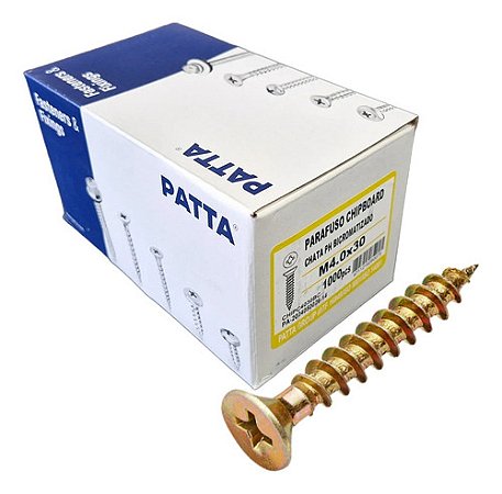 Parafuso Chipboard Cab. Chata 4,0x30mm Patta Premium 1000un.