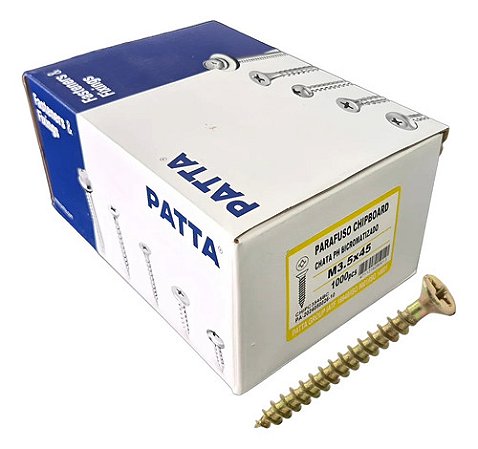 Parafuso Chipboard Cab. Chata 3,5x45mm Patta Premium 1000un.