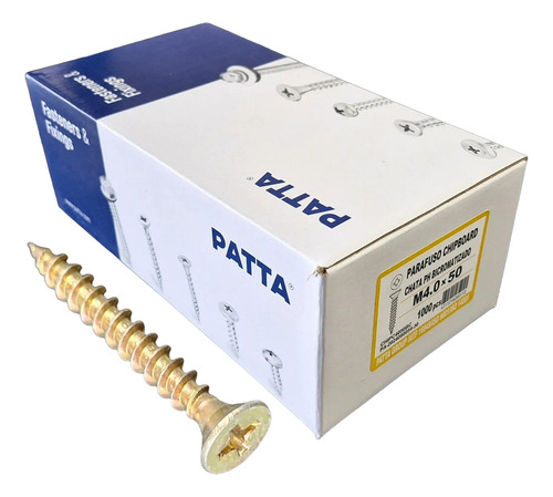 Parafuso Chipboard Cab. Chata 4,0x50mm Patta Premium 1000un.