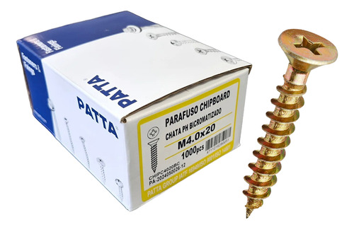 Parafuso Chipboard Cab. Chata 4,0x20mm Patta Premium 1000un.