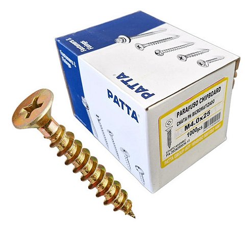 Parafuso Chipboard Cab. Chata 4,0x25mm Patta Premium 1000un.