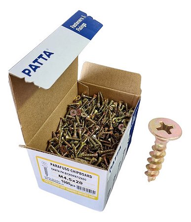Parafuso Chipboard Cab. Chata 4,5x20mm Patta Premium 1000un.