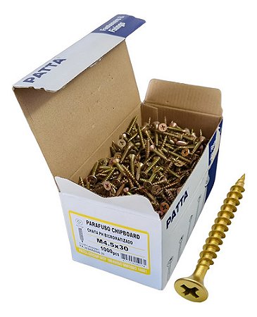 Parafuso Chipboard Cab. Chata 4,5x30mm Patta Premium 1000un.