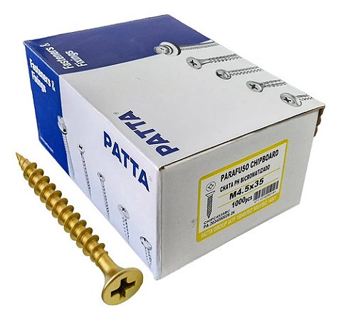 Parafuso Chipboard Cab. Chata 4,5x35mm Patta Premium 1000un.