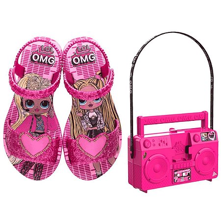Sandália Grendene LoL Omg Boombox Rosa-escuro