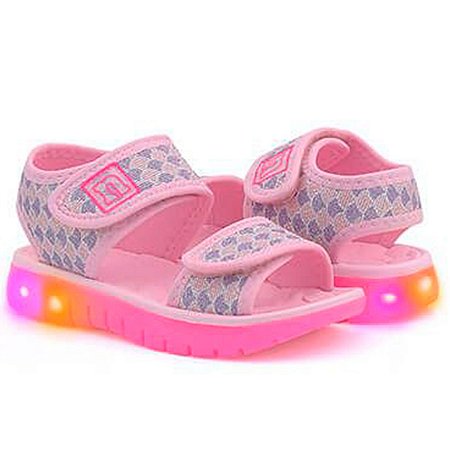 Sandália Infantil Feminino Novopé c/ Luzes de Led Sereia Rosa