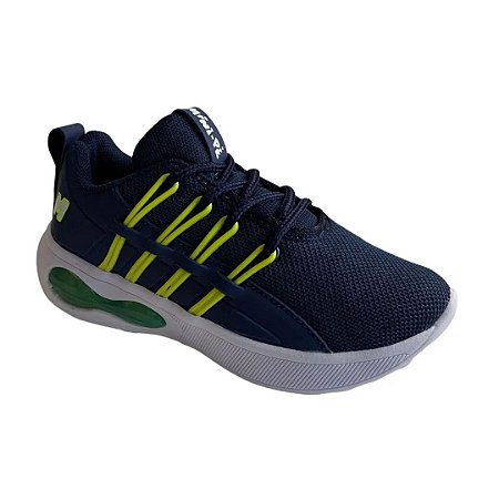 Tênis Minipé Infantil Masculino Super Confortável Marinho/Limão Mp2203
