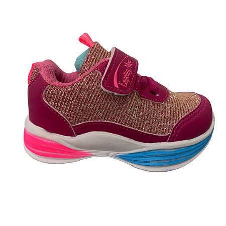 Tênis Infantil Baby Menina Espelho Meu Pink Com Glitter