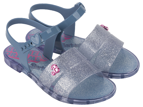 Sandália  Menina Barbie Rainbow Azul Vidro Grendene Kids