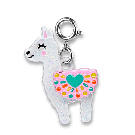 Pingente Infantil Menina Charm Lhama Prateado com Glitter Charm It