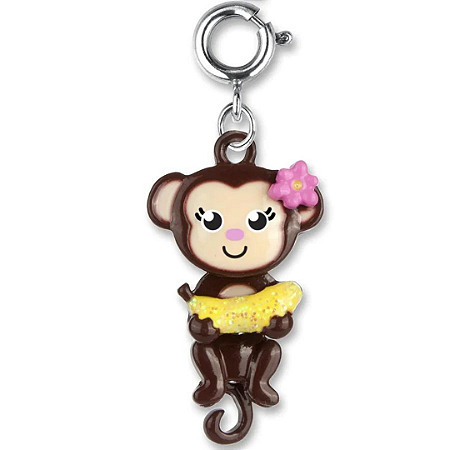 Pingente Infantil Menina Charm Macaquinha Prateado Articulado Charm It