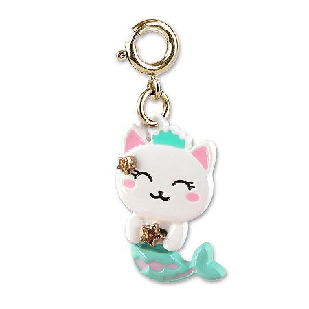 Pingente Infantil Menina Charm Gata Sereia Dourado Charm It