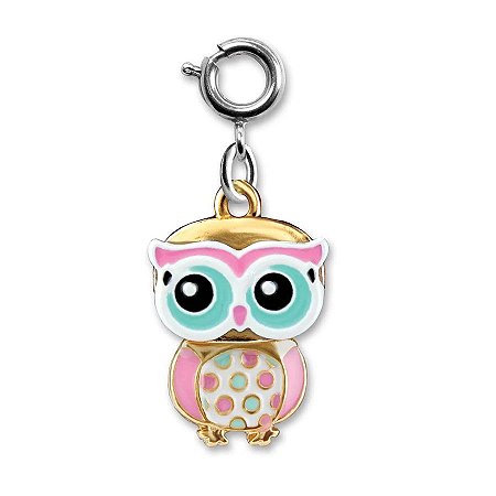 Pingente Infantil Menina Charm Coruja Prateado Articulado Charm It