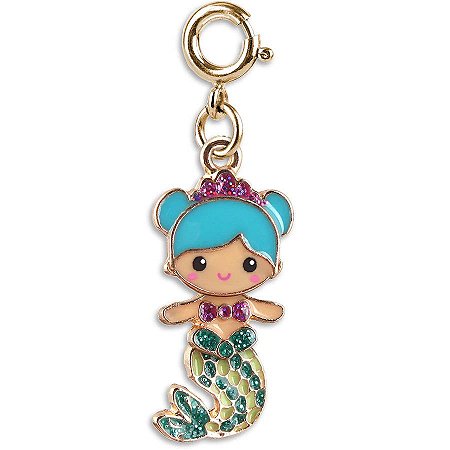 Pingente Infantil Menina Charm Sereia Dourado Articulado Charm It