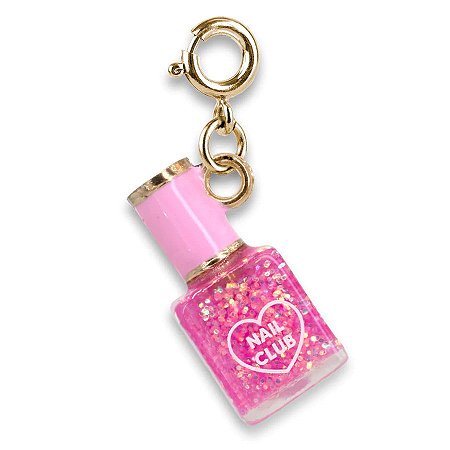 Pingente Infantil Menina Charm Esmalte Rosa Dourado Charm It