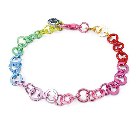 Pulseira Infantil Menina Elo Arco Íris  Argola Charm It