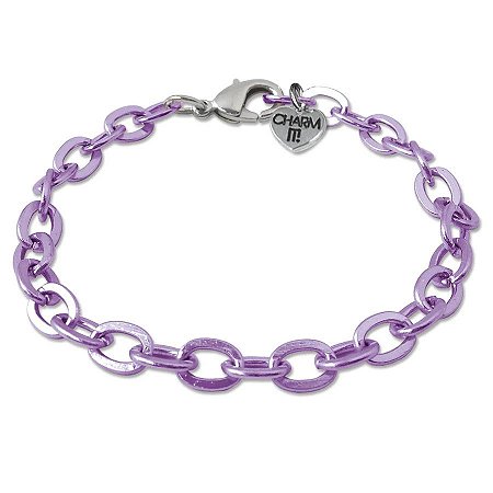 Pulseira Infantil Menina de Corrente Violeta Charm It
