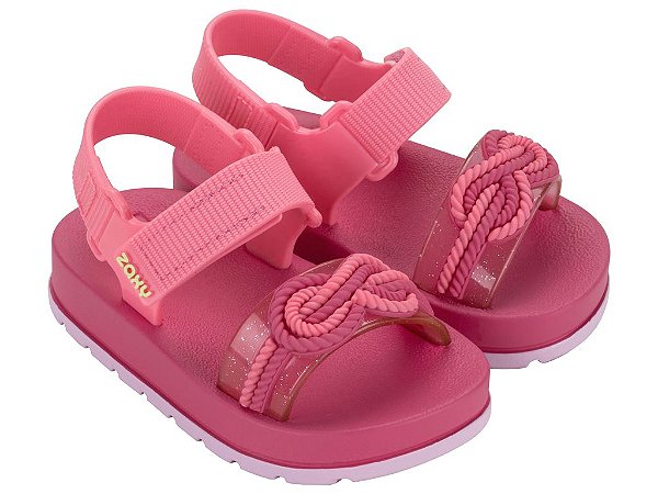 Sandália Infantil Baby Menina Zaxynina Navy Rosa Begônia