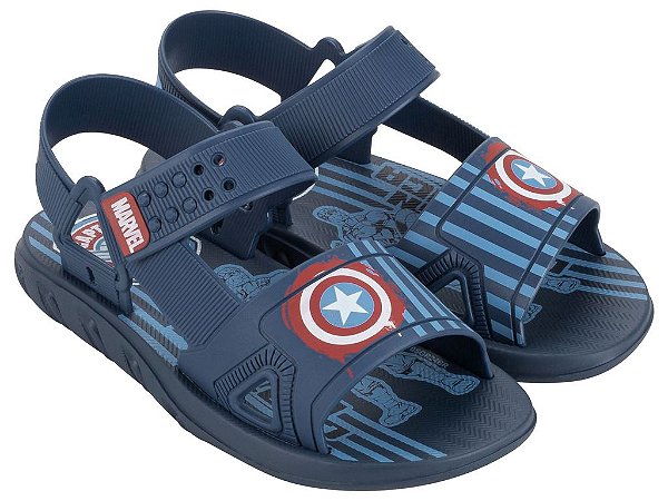 Sandália Papete Infantil Menino Marvel Web Capitão América Grendene Kids Azul