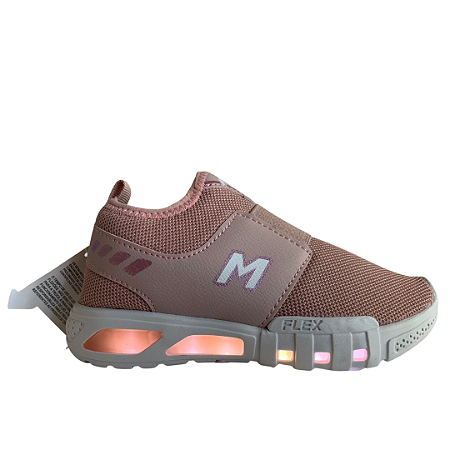 Tênis Infantil Menina Com Luzinha de Led Minipé MP2104 Rosé