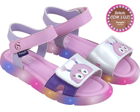 Sandália de Led Infantil Chocomonstros Cacau Show Branca Pampili