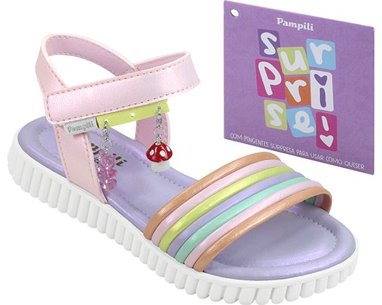 Sandália Papete Infantil Candy Surprise Colorida Pampili - Vem com dois pingentes!