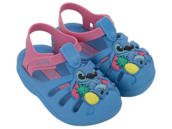 Sandália Infantil Baby Menina Disney Magic Stitch Azul/Rosa
