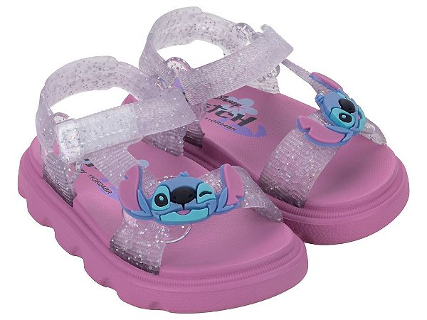 Sandália Infantil Menina Disney Easy Stitch Grendene Kids Rosa Vidro Glitter