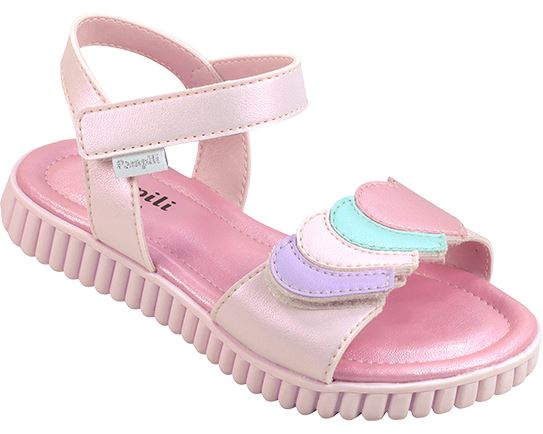 Sandália Papete Infantil Pampili Candy Rosa Suspiro com Corações Coloridos