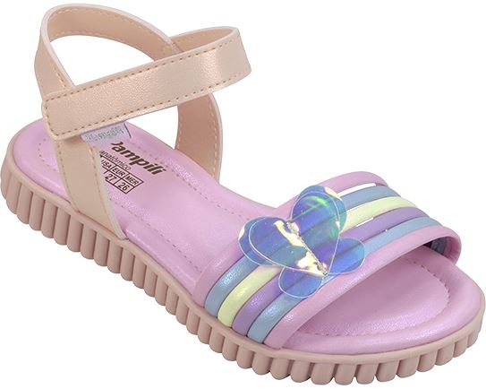 Sandália Papete Infantil Pampili Candy Color Cream Colorida Borboleta