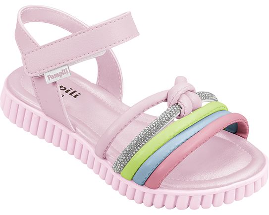 Sandália Papete Infantil Pampili Candy com Nó e Strass Colorida