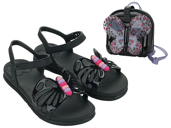 Sandália Infantil Menina Barbie ButterflyBag Grendene Kids Preto ou Rosa