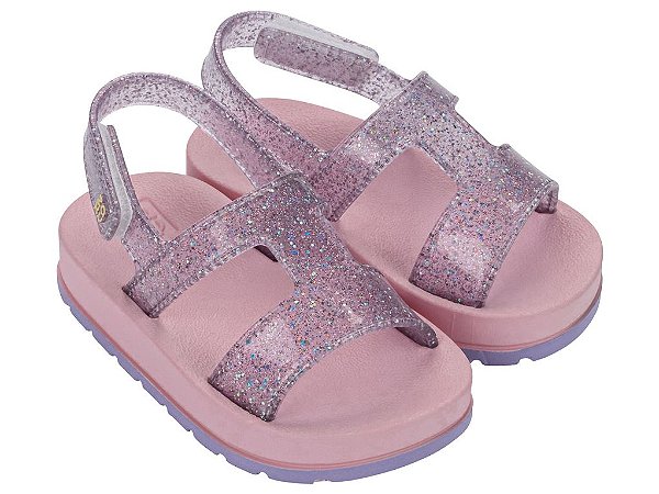 Sandália Menina Hit Baby Zaxynina Rosa ou Violeta Glitter