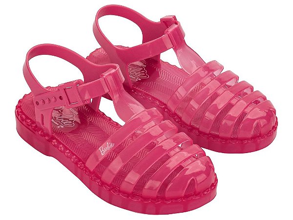 Sandália Infantil Menina Barbie Duo Aranha Transparente Rosa Grendene Kids